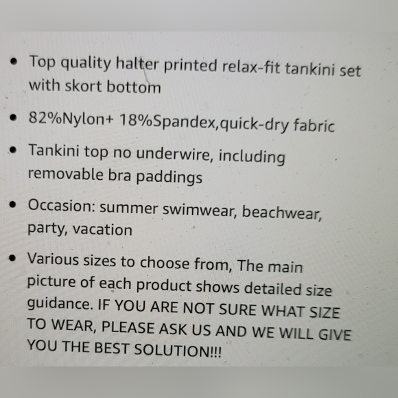 NWOT HALTER TANKINI TOP SKORT BOTTOM SET XXL - Picture 5 of 9
